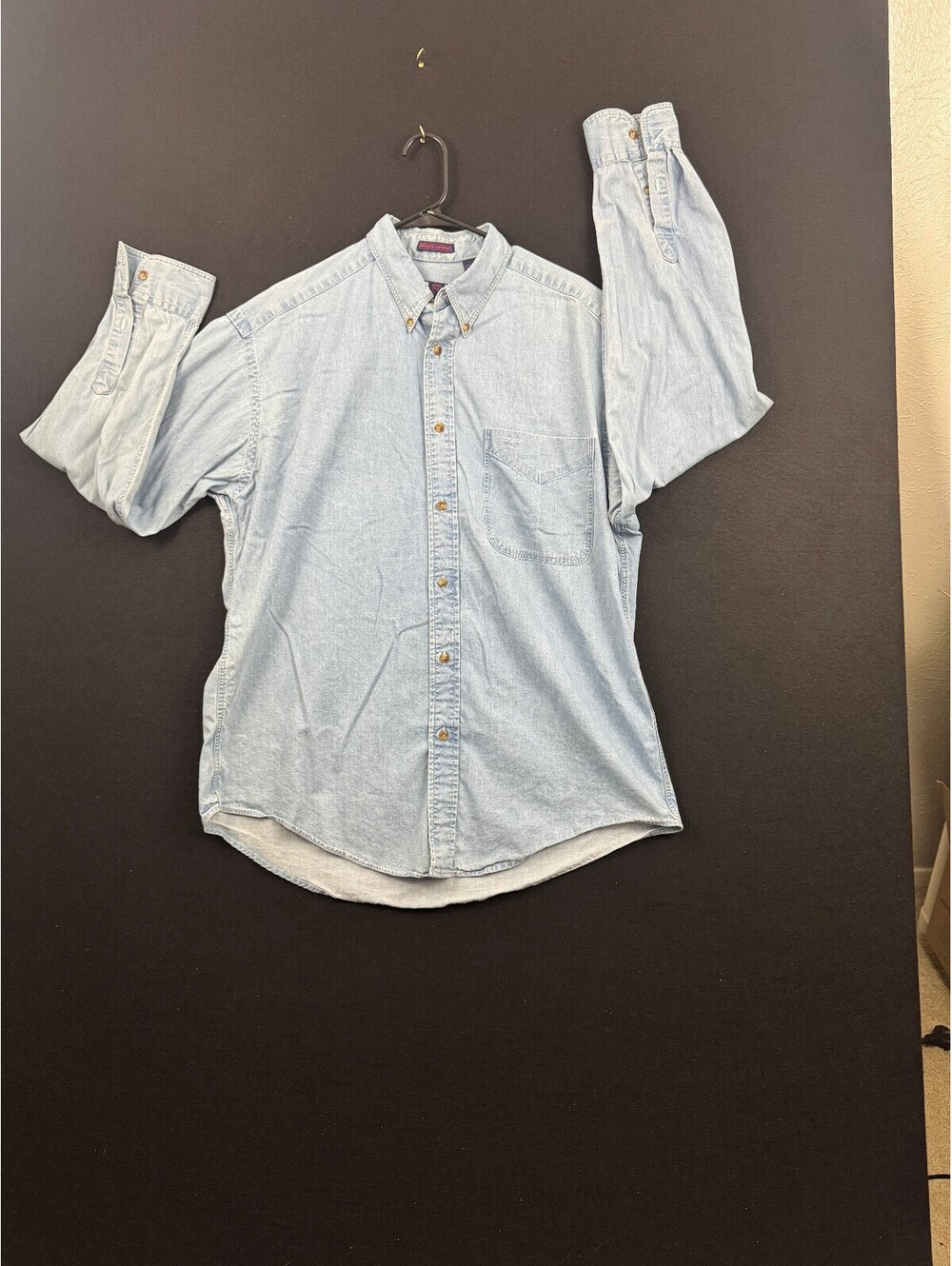St. Durand Washed Cotton Light Blue Button-Up Shirt Large
